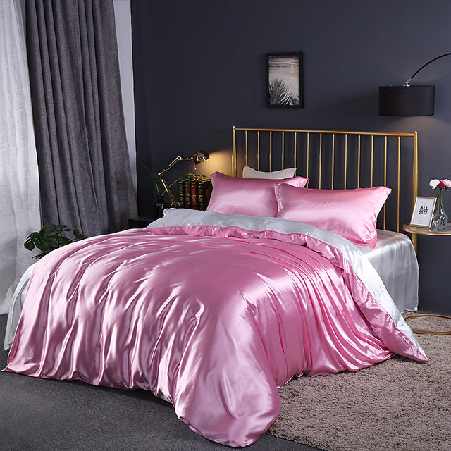 Solid Color Bedding Set Luxury Soft Bed Sheet And Pillowcases Quality Quilt Cover Summer Bed Set For Home Quality Bed Cover Set