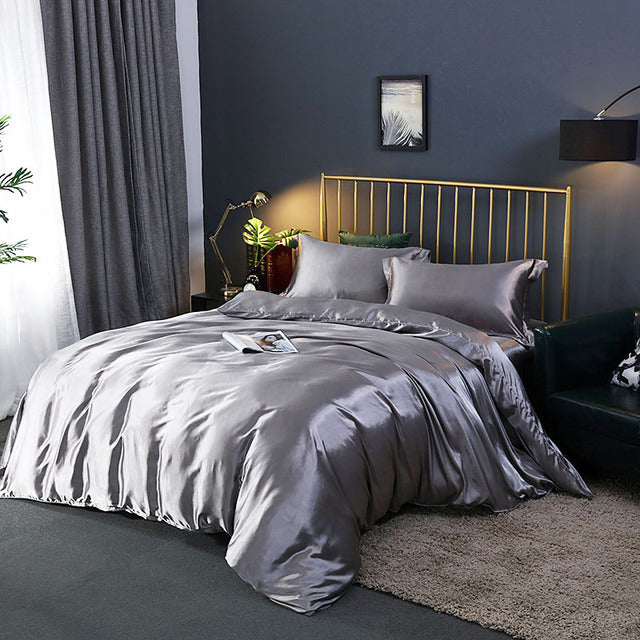 Solid Color Bedding Set Luxury Soft Bed Sheet And Pillowcases Quality Quilt Cover Summer Bed Set For Home Quality Bed Cover Set