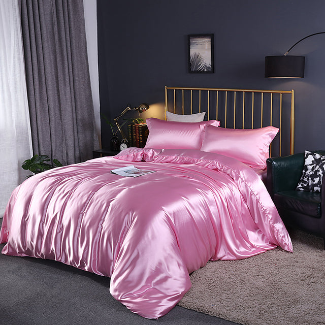 Solid Color Bedding Set Luxury Soft Bed Sheet And Pillowcases Quality Quilt Cover Summer Bed Set For Home Quality Bed Cover Set