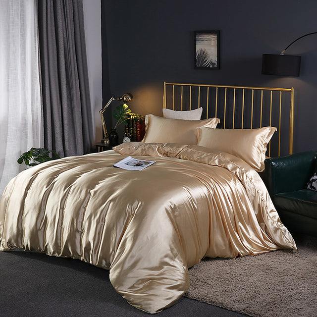 Solid Color Bedding Set Luxury Soft Bed Sheet And Pillowcases Quality Quilt Cover Summer Bed Set For Home Quality Bed Cover Set