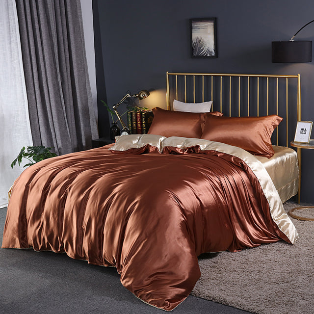Solid Color Bedding Set Luxury Soft Bed Sheet And Pillowcases Quality Quilt Cover Summer Bed Set For Home Quality Bed Cover Set