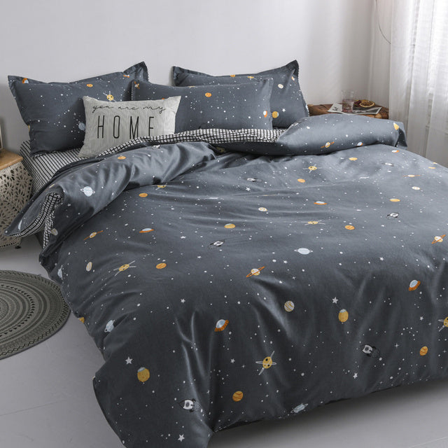 Floral Printed Home Queen Bedding Set Soft Fresh Comfortable Duvet Cover Set with Sheets Quilt Covers Pillow Cases 3-4 Pcs Sets
