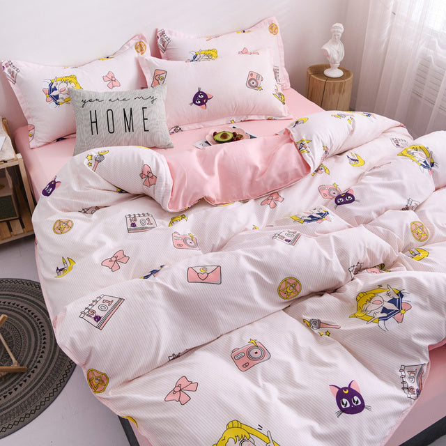 Floral Printed Home Queen Bedding Set Soft Fresh Comfortable Duvet Cover Set with Sheets Quilt Covers Pillow Cases 3-4 Pcs Sets