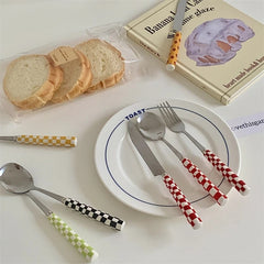 Retro Checkerboard Cutlery Set