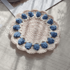 Rose Collection - Handmade Crochet Storage Basket - Blue