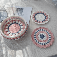 Rose Collection - Handmade Crochet Storage Basket -  Pink