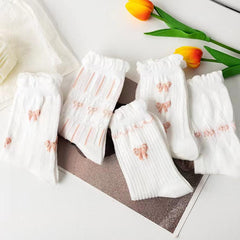 Ruffle Pink Bow Socks 5-pack
