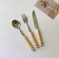 Retro Checkerboard Cutlery Set
