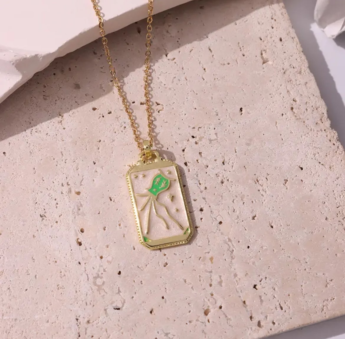 Pink Tarot Card Necklace