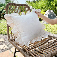 Vintage Jacquard  Ruffle Throw Pillow