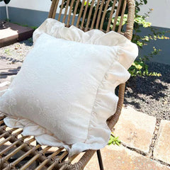 Vintage Jacquard  Ruffle Throw Pillow