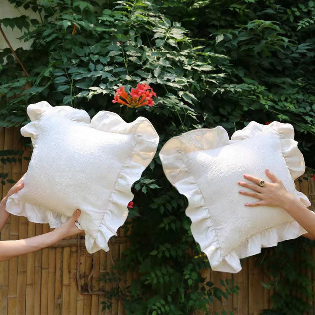 Vintage Jacquard  Ruffle Throw Pillow