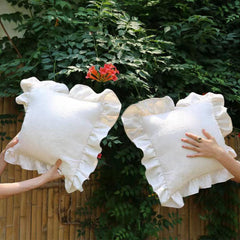 Vintage Jacquard  Ruffle Throw Pillow