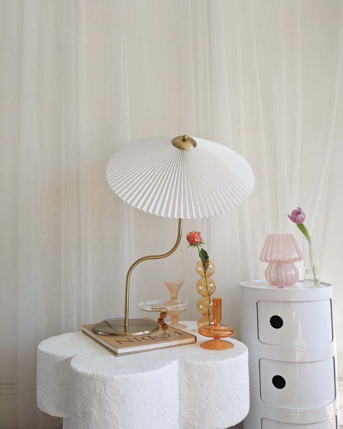 Pleated Brass Table Lamp