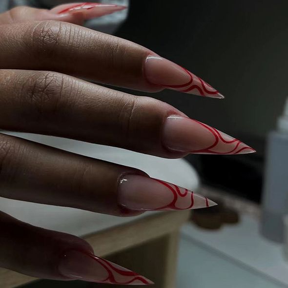 Abstract Wave Stripes Stiletto Press On Nails