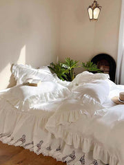 White French Lace Ruffle Bedding Set