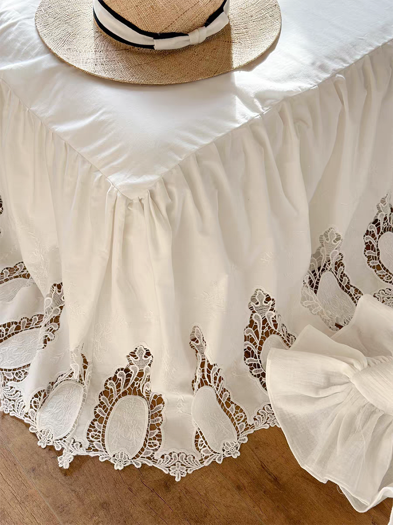 White French Lace Ruffle Bedding Set