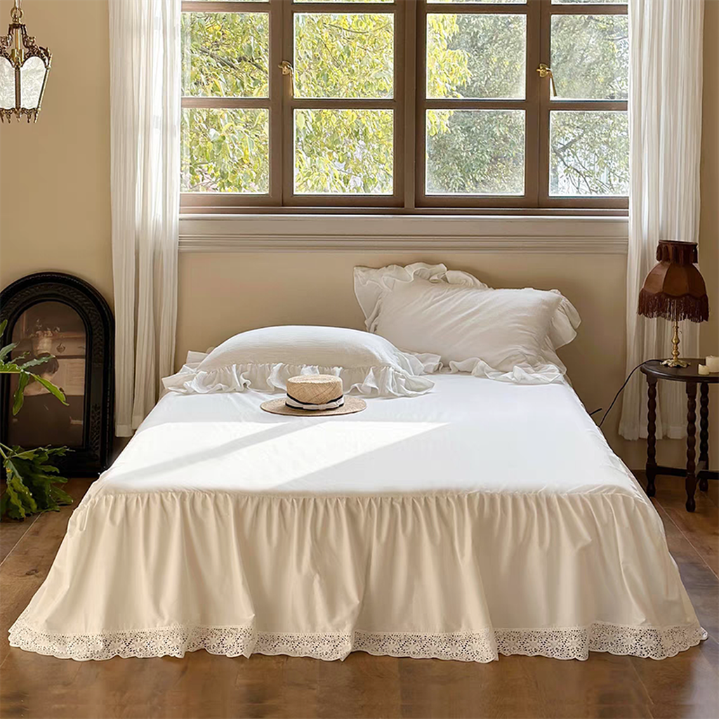 White French Lace Ruffle Bedding Set