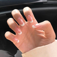 Classic Pink French Tip Acrylic Press On Nails