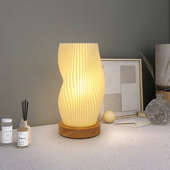 Cream Striped Desk Lamp